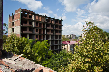 Abandoned ruined hostel in Sukhum, Abkhazia