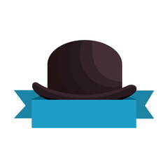 hipster style cap accessory with ribbon vector illustration design