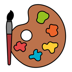 paint colors pallette with brush vector illustration design