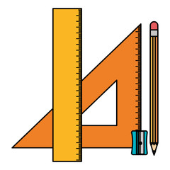 triangular geometric rules and pencil school vector illustration design
