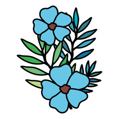 flower and leafs decorative icon vector illustration design