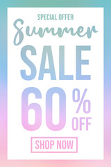 Summer Sale - special offer. Concept of multicoloured poster. Vector.