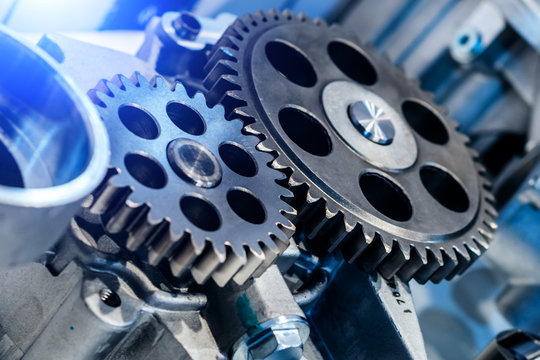 Steel cogwheels, spur gears.
