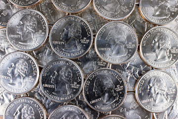 USA silver coins. Money concept.