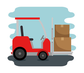 delivery service with forklift vector illustration design