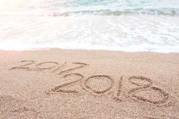 Happy new year 2018 is coming and replace 2017 concept.