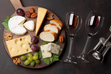 Wine, grape and cheese