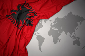 waving national flag of albania.
