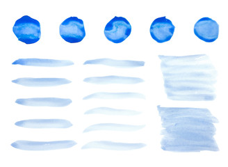 Fototapeta premium Vector blue paint smear stroke stain set. Abstract acrylic textured art illustration. Acrilyc Texture Paint Stain Illustration. Hand drawn brush strokes vector elements. Acrilyc strokes.