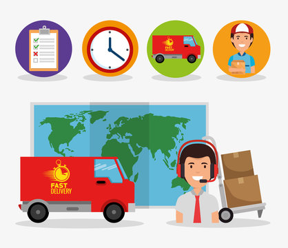 delivery service set icons vector illustration design