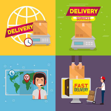 delivery service set icons vector illustration design
