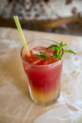 Cold drink with ice and mint