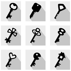Keys. Set of black vector stylized icons