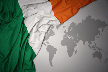 waving national flag of ireland.