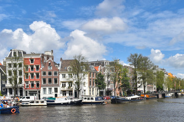 Amsterdam, Netherlands, Europe. picturesque houses in the city center.