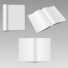 Blank open magazine mock up. Template for your design. Vector.