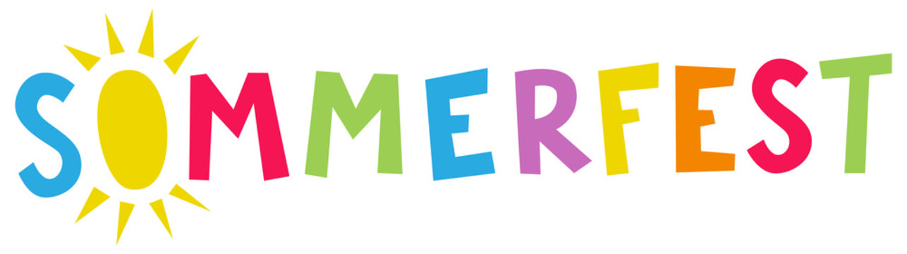 Sommerfest - Fr&ouml;hlich bunte Buchstaben mit O als Sonne