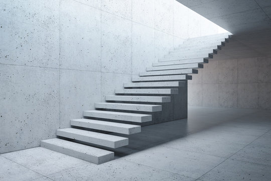 modern staircase in concrete interior