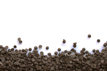 Border of chocolate chips on white