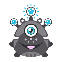 Little cartoon monster with one eye
