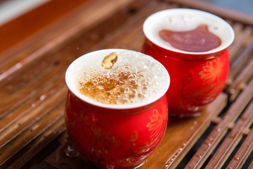 Chinese tea ceremony, Puer tea in assortment	