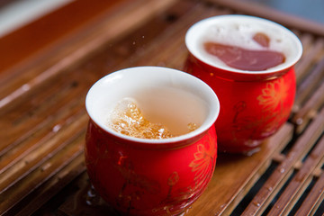 Chinese tea ceremony, Puer tea in assortment	