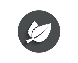Mint leaves simple icon. Herbal leaf sign. Tea with Mentha symbol. Circle flat button with shadow. Vector
