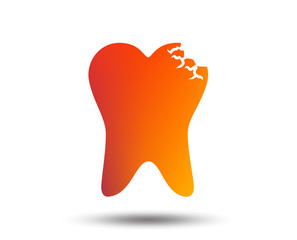 Broken tooth icon. Dental care sign symbol. Blurred gradient design element. Vivid graphic flat icon. Vector