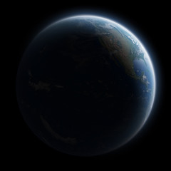 View of blue planet Earth in space 3D rendering elements of this image furnished by NASA