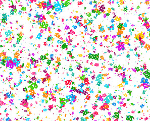 Fototapeta na wymiar Carnaval or Festival Confetti. Colorful confetti pieces. Celebration party or Holiday background. Flying colorful glitter particles. Decoration pattern. Vector