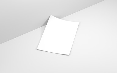 White sheet of paper Mockup lies on the floor