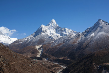 Obraz premium Ama Dablam Mount view from Sagarmatha National Park, Everest region, Nepal