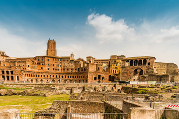 Obraz premium Trajan's Market in Via dei Fori Imperiali in Rome. Italy capital landmarks