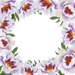 Obraz na płótnie Canvas Gently pink peonies. Floral botanical flower.Frame border ornament square. Aquarelle wildflower for background, texture, wrapper pattern, frame or border.