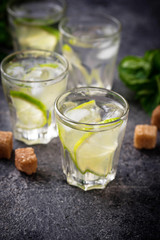 Summer  drink with lime and mint