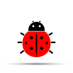 Red ladybug icon on a white background
