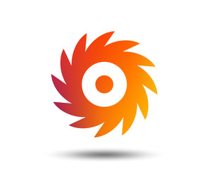 Saw circular wheel sign icon. Cutting blade symbol. Blurred gradient design element. Vivid graphic flat icon. Vector