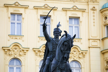 Ban Josip Jelacic monument on central city square (Trg bana Jelacica) in Zagreb, Croatia.