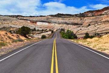 Road in desert landscape, Grand Staircase - Escalante National Monument, Utah USA