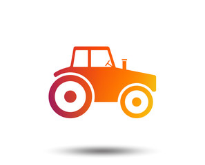Tractor sign icon. Agricultural industry symbol. Blurred gradient design element. Vivid graphic flat icon. Vector