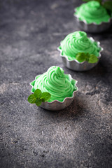 Mint ice cream in bowls