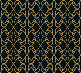 Intersecting curved elegant fine lines and scrolls forming abstract floral ornament. Seamless pattern for background, wallpaper, textile printing, packaging, wrapper, etc.