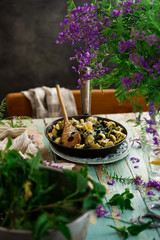 orecchiette butter braised nettles.food gathering