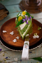 NETTLE AND LEMON CAKE WITH LEMON ICING.food gathering