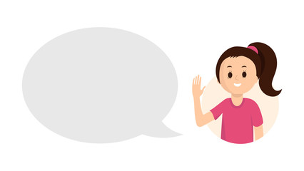 Cartoon girl with big speech bubble