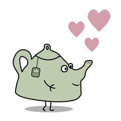 Cartoon flat vector teapot