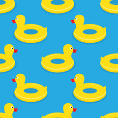 Yellow rubber duck swimming circle