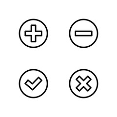 Set button Line icon stock vector illustration. Contains such Icons as button plus, minus, check mark, 