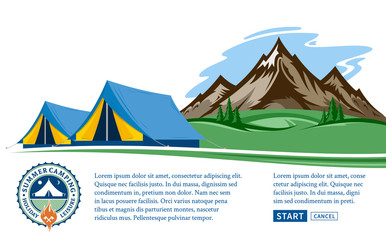 Vector mountain camping illustration