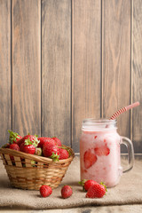 Strawberry yogurt with strawberries